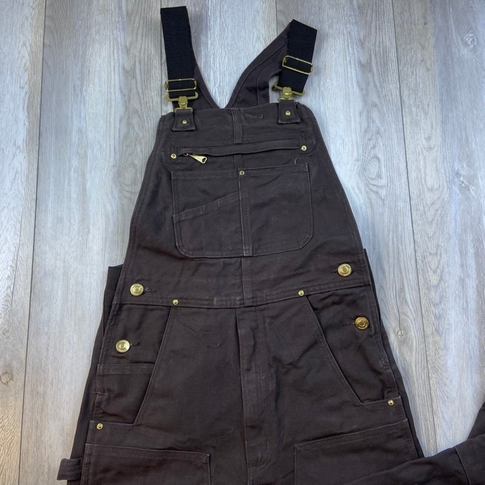 Carhartt Iconic Duck Bib Overalls Mens 28x32 Dark Brown Workwear R01 Relaxed Fit